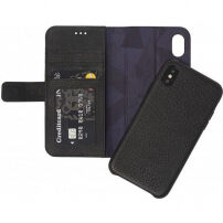 Gedecodeerd leder 2 in 1 Portemonnee voor 2 in 1 portemonnee Apple iPhone X - zwart