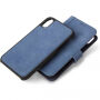 Gedecodeerd leder 2 in 1 Portemonnee voor 2 in 1 portemonnee Apple iPhone XS Max. - blauw