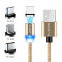FLOVEME Ronde Magnetische Kabel met USB-C / Micro USB / Lightning voor iPhone / iPad / iPod / AirPods - 1m - goud