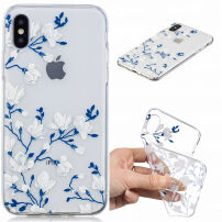 Kunststof deksel voor iPhone X / XS - witte bloemen