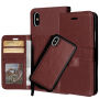 2in1 Beschermende Verwijderbare Flip Case voor Apple iPhone XS - bruin