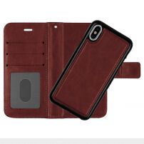 2in1 Beschermende Verwijderbare Flip Case voor Apple iPhone XS - bruin
