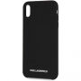 Karl Lagerfeld Silver Logo Siliconenkoker met zilveren logo voor iPhone XR - zwart