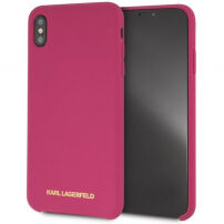 Karl Lagerfeld Gouden het Siliconengeval van het Embleem van Karl Lagerfeld Goud voor iPhone X / XS - fuschia