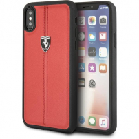 Ferrari Heritage Stripe Hard lederen koffer voor de Ferrari Heritage Stripe voor iPhone X / XS - rood