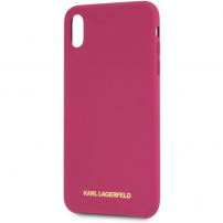 Karl Lagerfeld Gouden het Siliconengeval van het Embleem van Karl Lagerfeld Goud voor iPhone XS Max. - fuschia