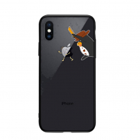 NXE-hoes met glazen achterkant voor iPhone XS Max. - boze pinguïn