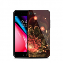NXE-hoes met glazen achterkant voor iPhone 7/8 - oranje bloem