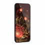 NXE-hoes met glazen achterkant voor iPhone 7/8 - oranje bloem