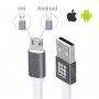 HAWEEL Sync & Charge Cable met Dual 2in1 USB-A / Lightning / Micro USB-aansluiting voor Apple en andere apparaten - 1 m - wit