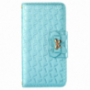 Leren patroon etui met geïntegreerde standaard en vakje voor documenten Apple-iPhone 8 Plus / 7 Plus - blauw