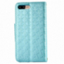 Leren patroon etui met geïntegreerde standaard en vakje voor documenten Apple-iPhone 8 Plus / 7 Plus - blauw