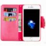 Leren patroon etui met geïntegreerde standaard en vakje voor documenten Apple-iPhone 8 Plus / 7 Plus - rozig