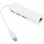 Reductie USB-C voor USB 2.0-naaf (3 poorten) met Gigabyte Ethernet-adapter voor MacBook - wit