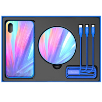 NILLKIN 3v1 Gift Box (beschermhoes / draadloze lader / kabel) voor iPhone X - blauw