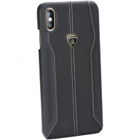 Lamborghini Huracan Originele lederen bekleding van Huracan origineel leer voor iPhone XR - zwart