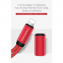 POFAN-reductie van de bliksemaansluiting voor gelijktijdige aansluiting van koptelefoon en lader voor de iPhone / iPad - 12cm - rood