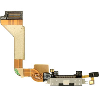 Voedings- en dataconnector met microfoon en flex-kabel voor Apple iPhone 4 - zwart