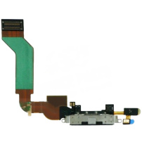 Voedings- en dataconnector met microfoon en flex-kabel voor Apple iPhone 4S - zwart