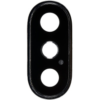 Vervangende camera-afdekking achteraan inclusief dubbelzijdige kleefstrip voor Apple iPhone XS Max. - zwart