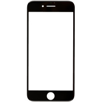 Front touch glas, inclusief OCA-kleefstof, POL-folie, cameraframes aan de voorzijde, proximiteitssensor en handsetrooster, voor iPhone 8 Plus - zwart