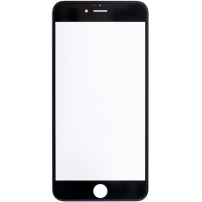 Front touch glas, inclusief OCA-lijm, cameraframes aan de voorzijde, proximiteitssensor en handsetrooster, voor iPhone 6S Plus - zwart