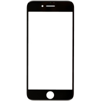 Front touch glas, inclusief OCA-lijm, cameraframes aan de voorzijde, proximiteitssensor en handsetrooster, voor iPhone 7 - zwart