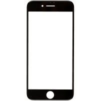 Front touch glas, inclusief OCA-lijm, cameraframes aan de voorzijde, proximiteitssensor en handsetrooster, voor iPhone 7 Plus - zwart