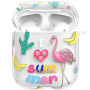 Kingxbar heldere cover met strass steentjes AirPods 1 / 2 - zomer en flamingo's
