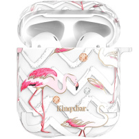 Kingxbar heldere cover met strass steentjes AirPods 1 / 2 - rimpelingen en flamingo's