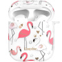 Kingxbar heldere cover met strass steentjes AirPods 1 / 2 - kleurrijke flamingo's