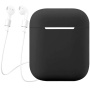 LANKILIN siliconen hoesje met houder voor koptelefoonverlies voor AirPods 1 / 2 - zwart
