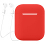 LANKILIN siliconen hoesje met houder voor koptelefoonverlies voor AirPods 1 / 2 - rood