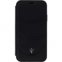 Maserati Granlusso Flip Case voor iPhone X / XS - zwart