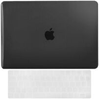 ENKAY 2in1 beschermhoes met ultradunne EU-toetsenbordcover voor MacBook Pro 15" (A1707 / A1990) - zwart