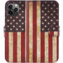 Flip Case met standaard US retro vlag voor iPhone 11 Pro - kleurrijk