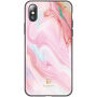 FLOVEME beschermhoes met geharde kunststof coating voor Apple iPhone XS - roze agaat