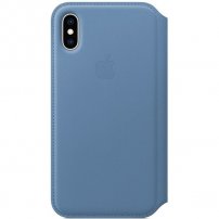 Appel Folio Lederen Flip case voor iPhone XS - korenbloem blauw