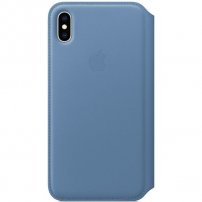 Appel Folio Lederen Flip case voor iPhone XS Max. - korenbloem blauw