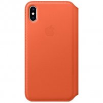 Appel Folio Lederen Flip case voor iPhone XS Max. - donkeroranje