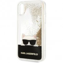 Karl Lagerfeld Choupette Cover met Glitter voor iPhone XR - goud