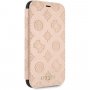 Denk dat Debossed Peony Flip Case voor iPhone XR - beige