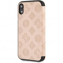 Denk dat Debossed Peony Flip Case voor iPhone XR - beige