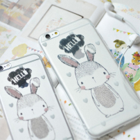 MAOXIN Kunststof koffer / deksel met ringhouder / standaard voor Apple iPhone 6S / 6 (konijnenpatroon) inclusief kopieerboek en plastic zakje